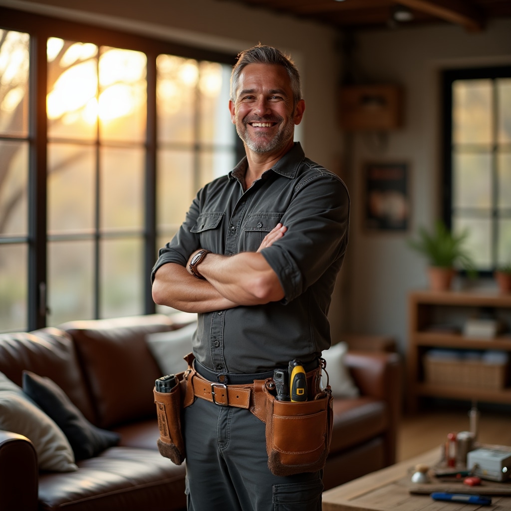 Professional handyman with tools